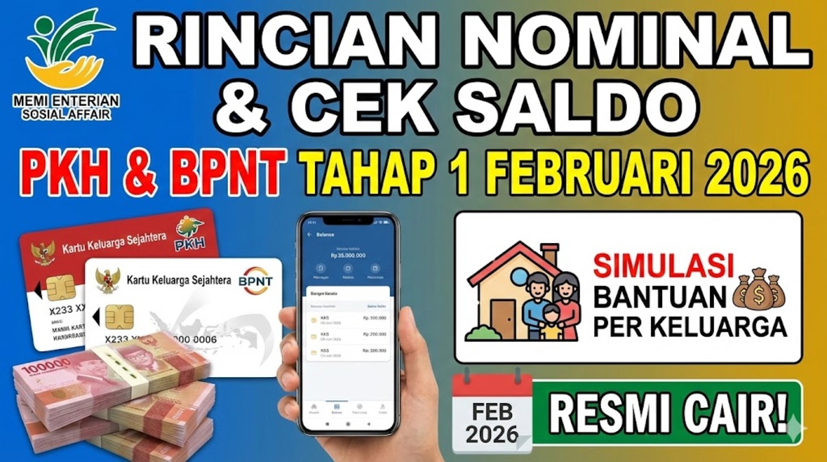 Rincian Nominal Bansos PKH dan BPNT Tahap 1 Februari 2026: Cek Besaran Saldo KKS dan Simulasi Bantuan per Keluarga